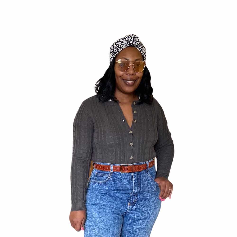 Wild Fable Cardigan Cable Knit Button-up Crew Neck NEW